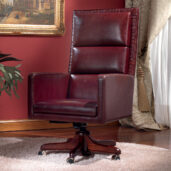 FORD chair in burgundy leather, luxury and elegant office chair.